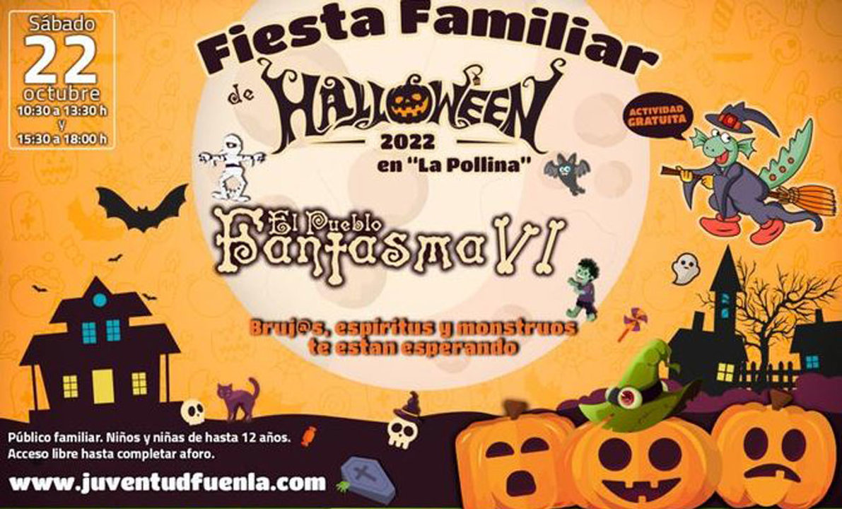 Cartel de la Fiesta Familiar de Halloween en La Pollina