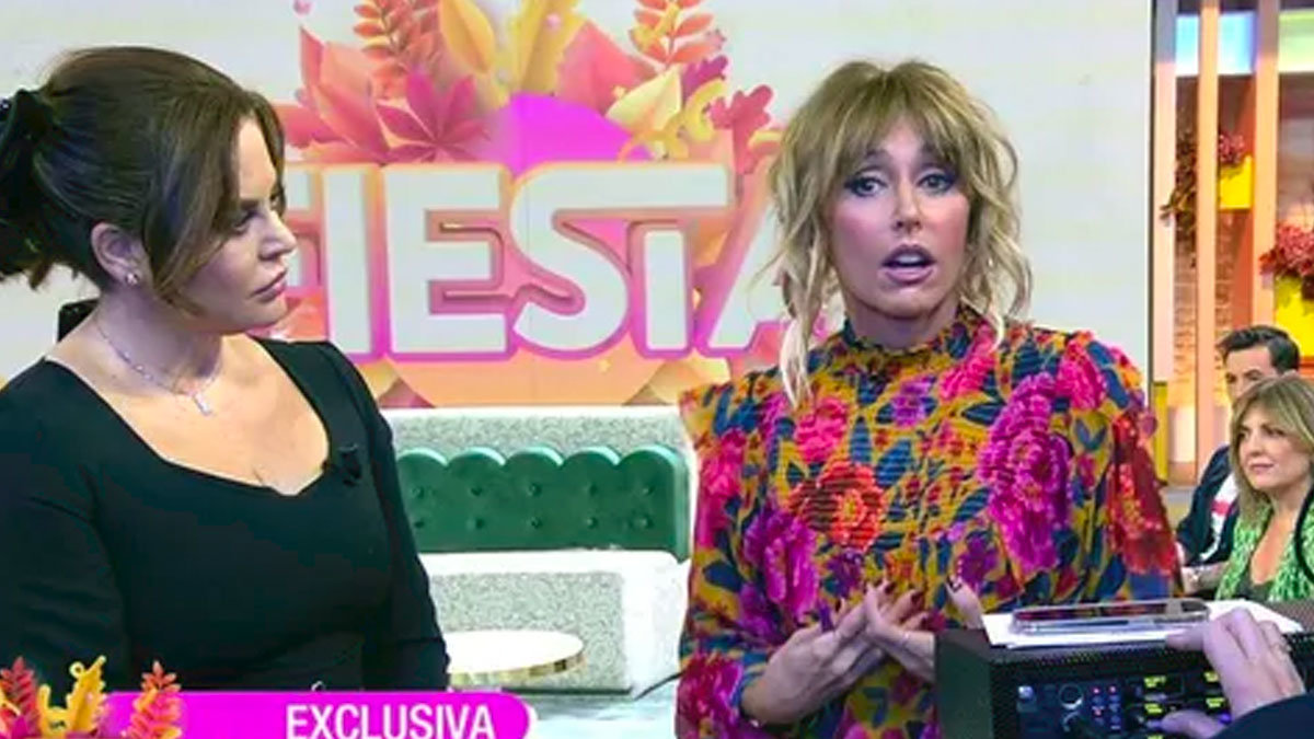 Emma García, presentadora de 'Fiesta', comunica a los televidentes que no emitirá las imágenes comprometedoras de Rafa Mora