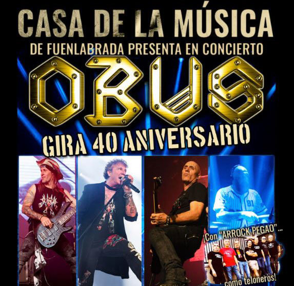 Cartel de la Gira 40 aniversario de la banda Obús en la Casa de la Música de Fuenlabrada