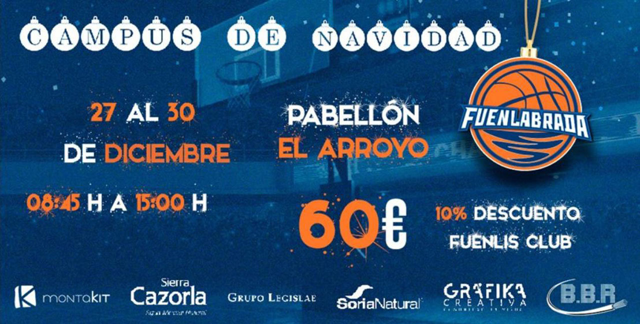Cartel anunciador del Campus navideño del C.Baloncesto Fuenlabrada