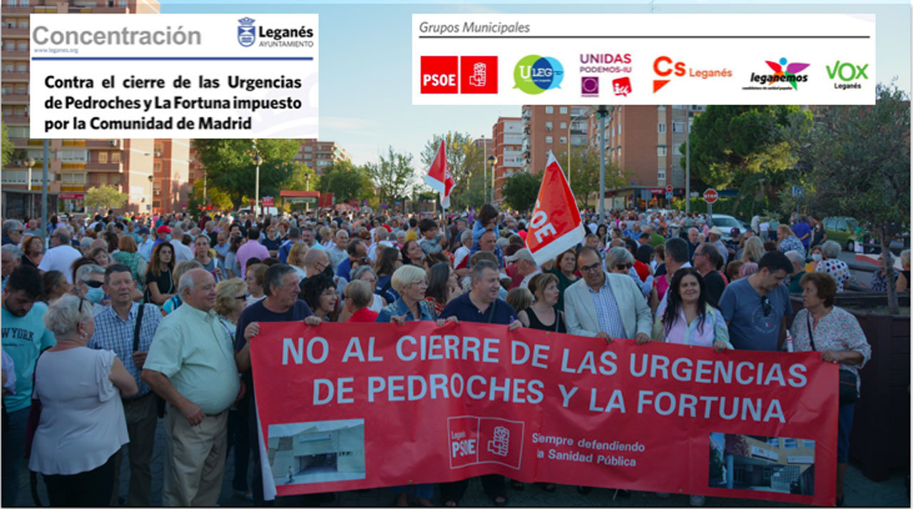 Imagen de una de las concentraciones en Leganés contra el cierre de las urgencias.