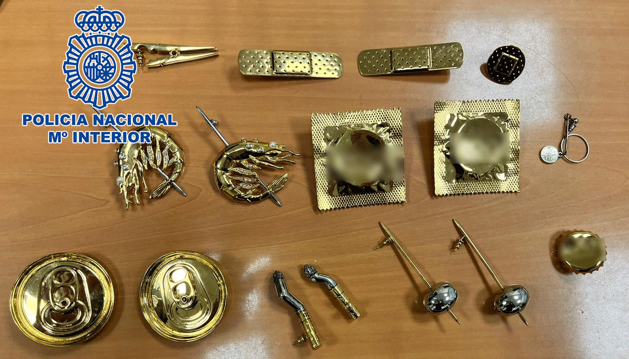 Imagen de los artículos de lujo recuperados por Policía Nacional
