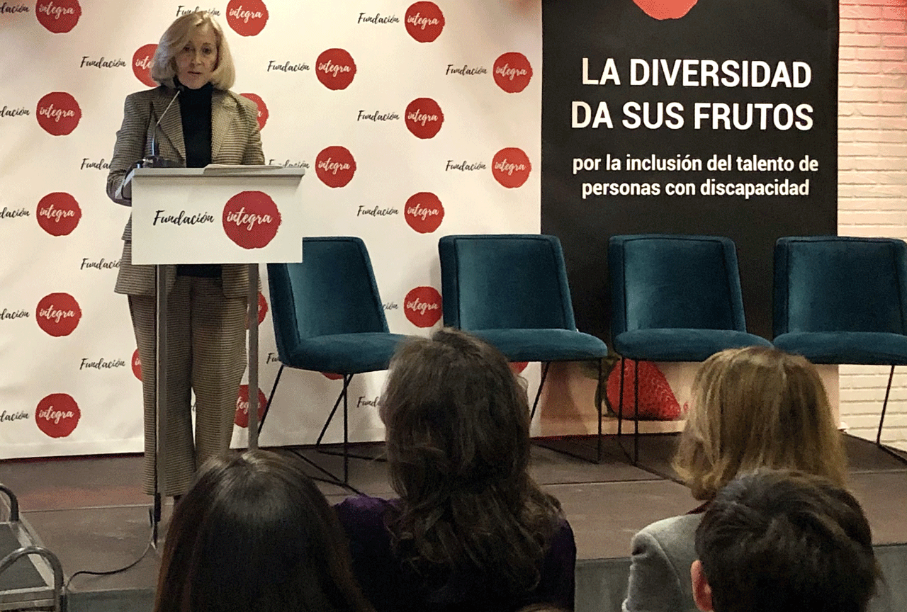 Intervención de la consejera Dancausa en  la jornada 'La diversidad da sus frutos', organizada por la Fundación Integra