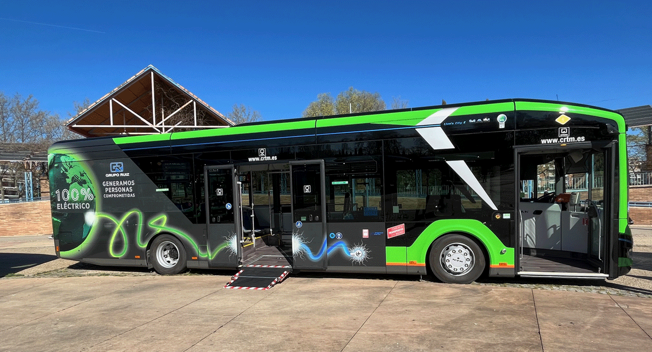 Imagen de uno de los autobuses 100% electricos que se han puesto en marcha hoy en Leganés