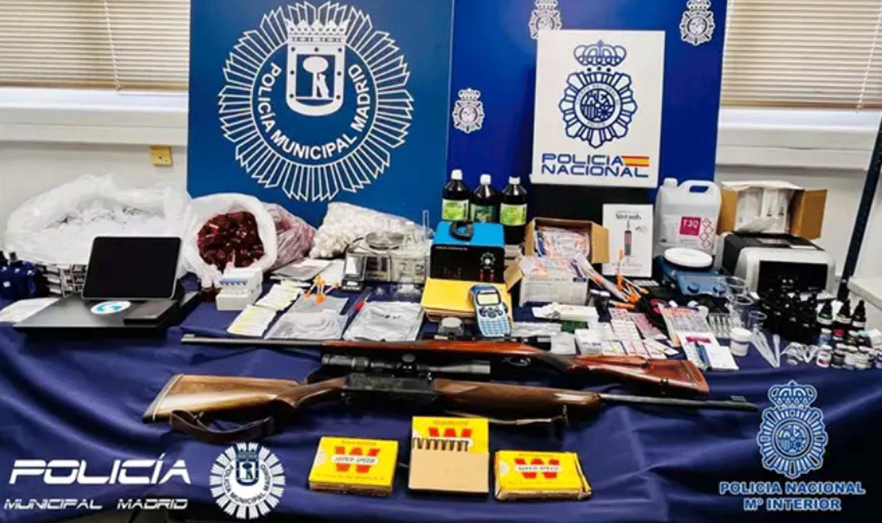 Imagen del material incautado por la Policía Nacional y la Policía Municipal de Madrid