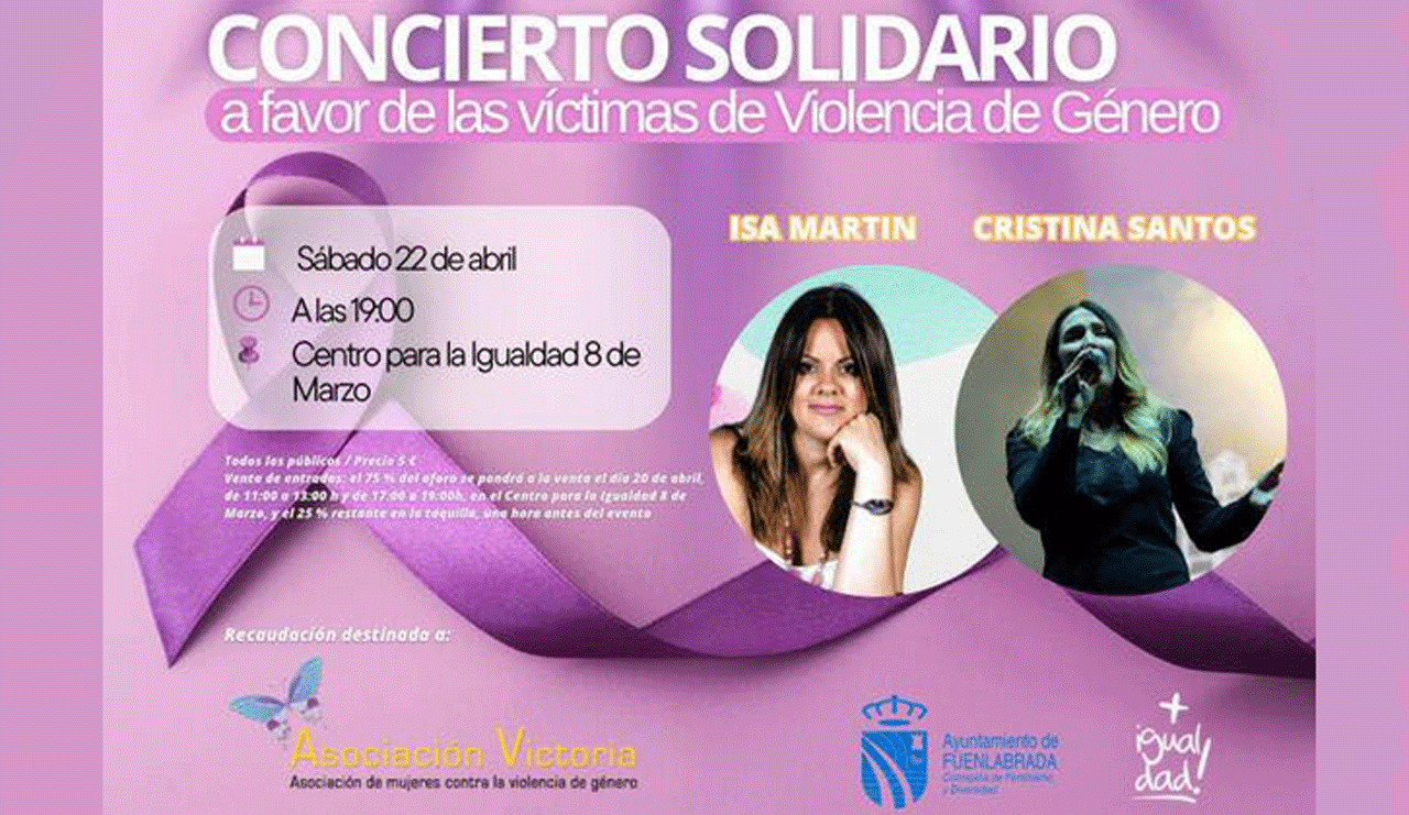 Cartel del Concierto Solidario en el Centro Municipal 8 de Marzo de Fuenlabrada