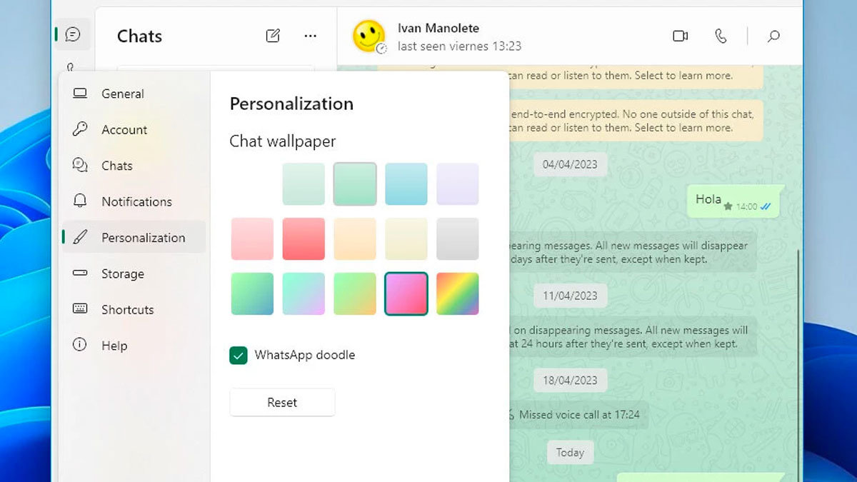 WhatsApp incluirá una actualización en su versión de escritorio para cambiar el color del fondo de pantalla