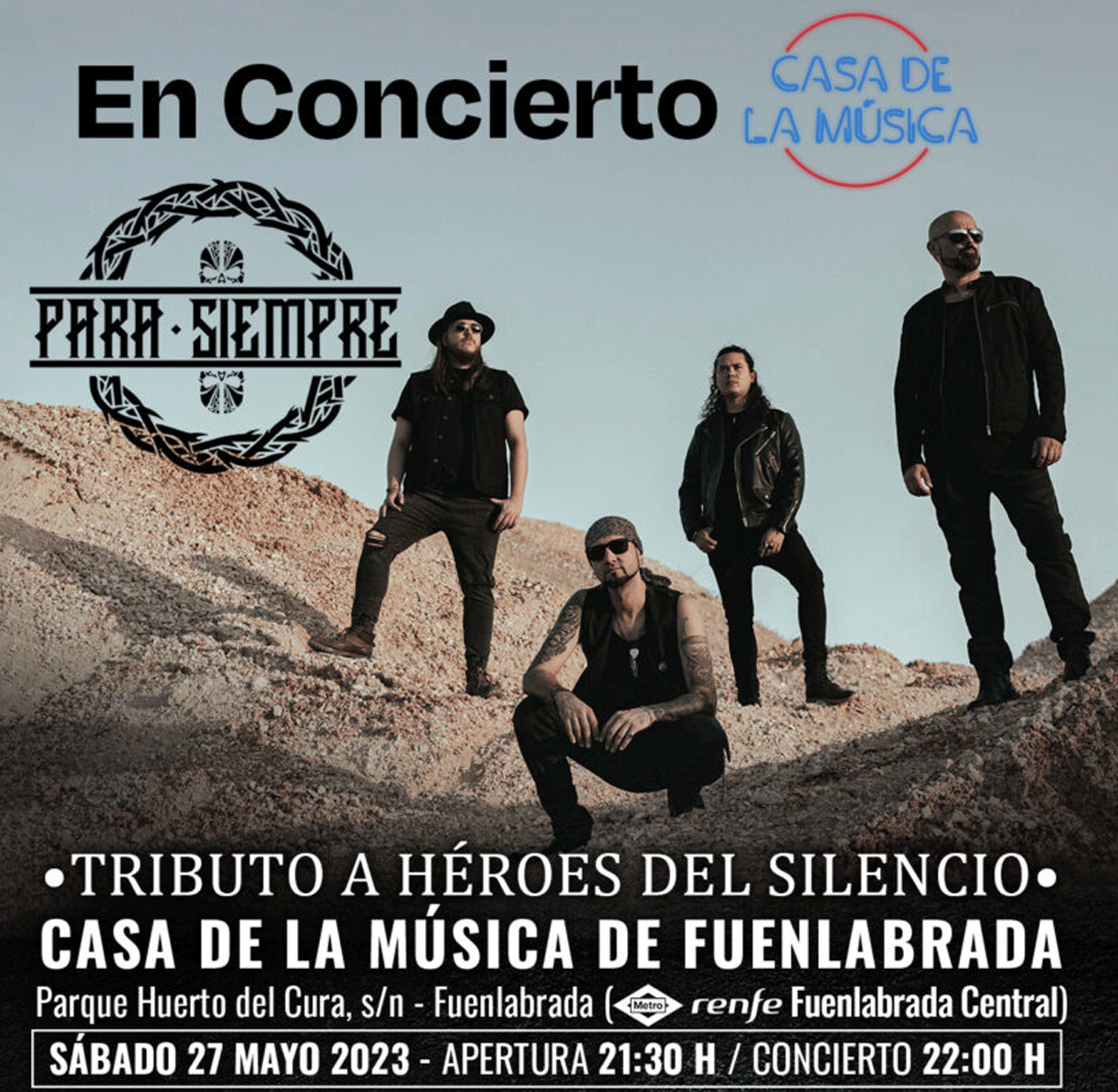 Cartel de la actuación del Tributo a Héroes del Silencio a cargo de la banda 'Para siempre'