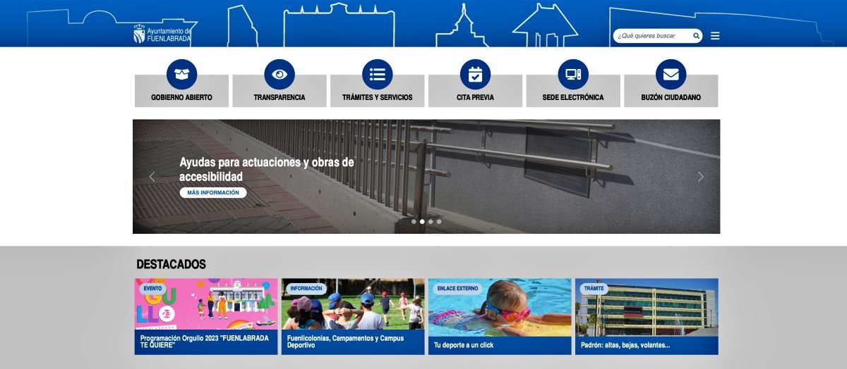 Portada de la nueva web del Ayuntamiento de Fuenlabrada