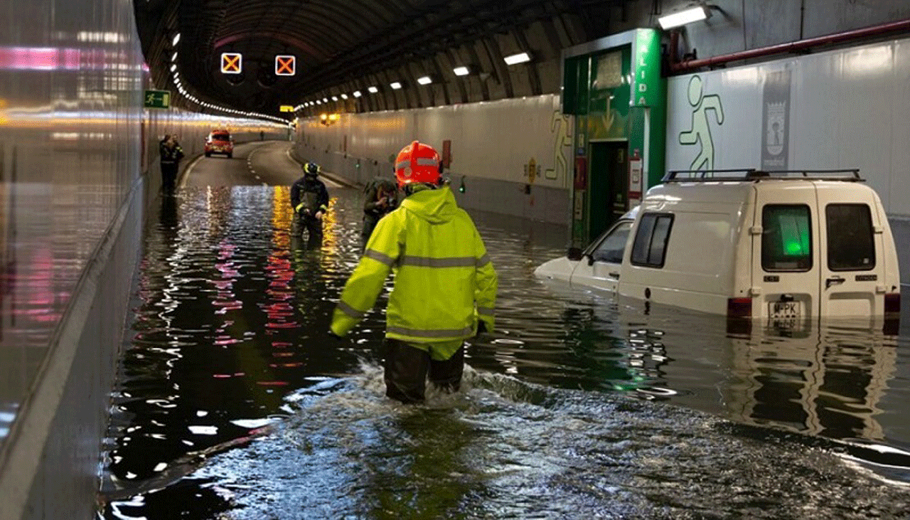 Imagen de una inundación en la M-30