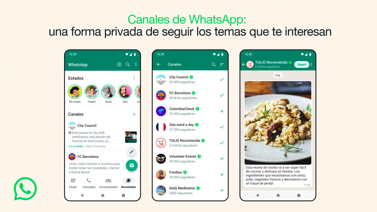 WhatsApp incorpora la actualización de los canales, que ya usaban aplicaciones como Telegram