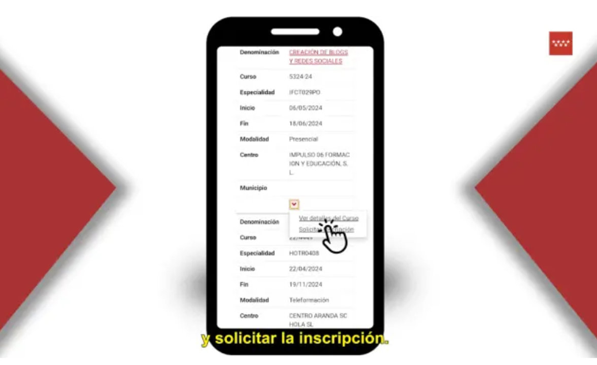 Interfaz de la nueva aplicación del Servicio de Empleo madrileño.