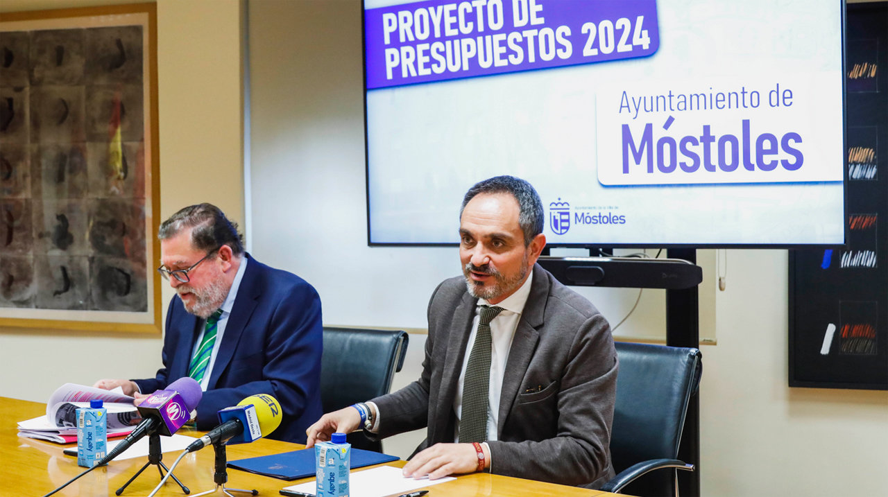 Rueda de prensa de la presentación de los presupuestos de Móstoles para 2024