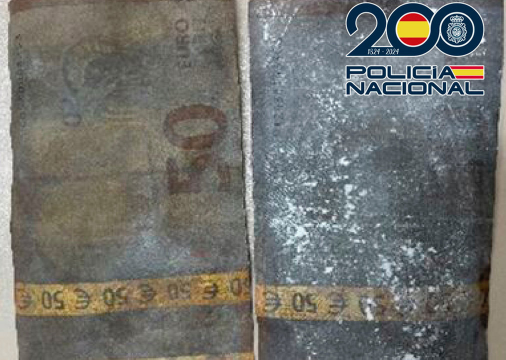 Imagen de los 'billetes tintados' incautados por Policía Nacional