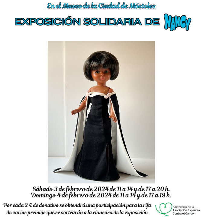 Cartel de la exposición solidaria de la muñeca Nancy en Móstoles