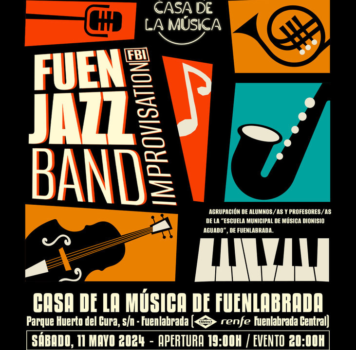Cartel de la actuación de la FuenJazz Band Improvisation (FBI)
