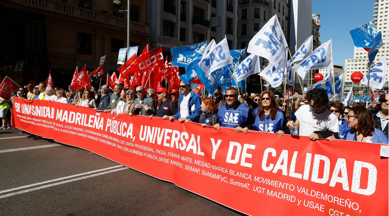 Imagen de una de las manifestaciones por la sanidad pública en Madrid