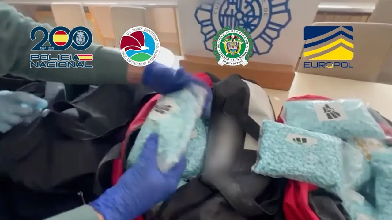Se han incautado cuatro bolsas de deporte con 250.000 pastillas | Imagen: Polic&iacute;a Nacional