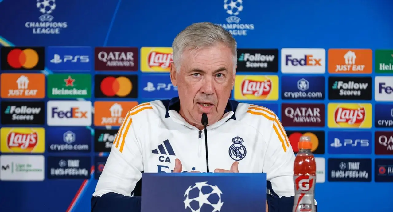 El entrenedor del Real Madrid Carlo Ancelotti, en una reciente rueda de prensa | Imagen: Real Madrid