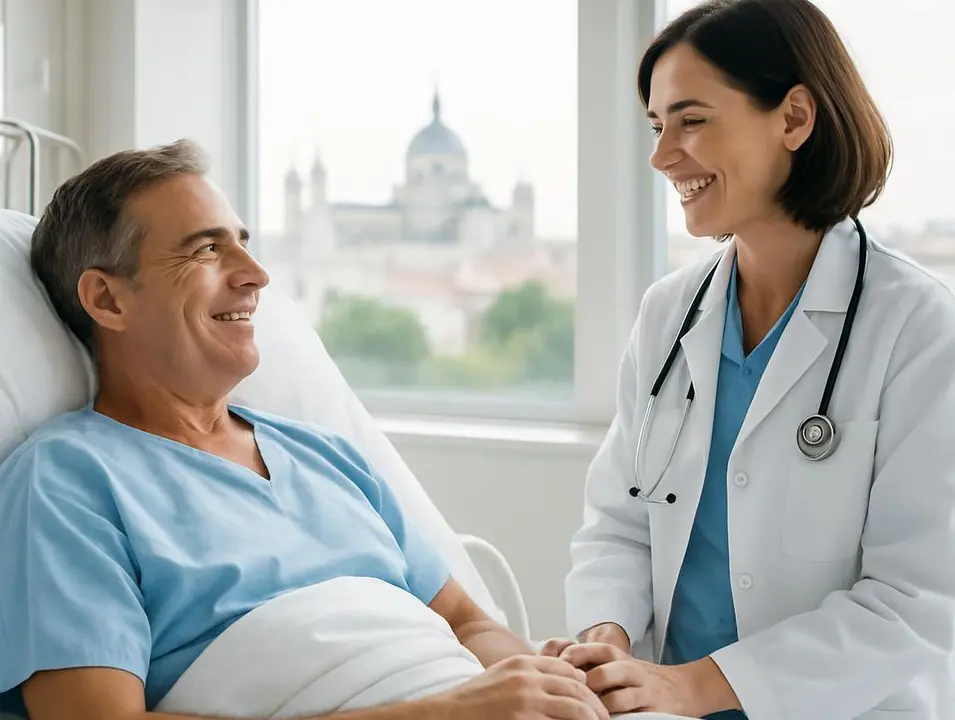 Una doctora hablando con un paciente en un hospital madrile&ntilde;o | Imagen generada por IA Gemini