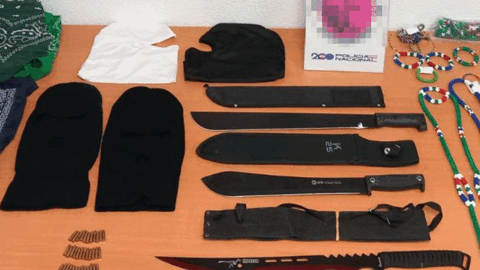 Material incautado por la Polic&iacute;a Nacional en los registros realizados en los domicilios de los presuntos autores de las agresiones