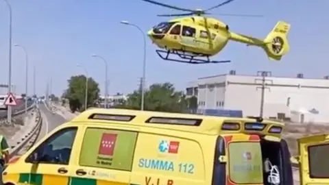 Helic&oacute;ptero del Summa aterrizando en la A-4 el pasado 25 de agosto 2023