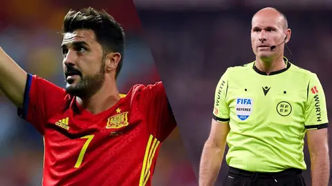 David Villa y Antonio Mateu Lahoz galardonados en la XVII edici&oacute;n de la Gala del Deporte de M&oacute;stoles. Imagen: Telemadrid