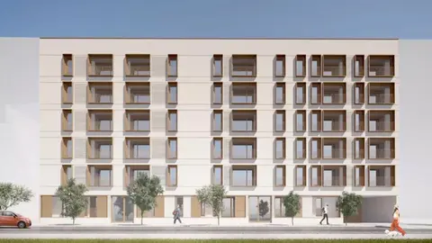 Ilustraci&oacute;n de las nuevas viviendas p&uacute;blicas del Paseo de la Estaci&oacute;n de Getafe