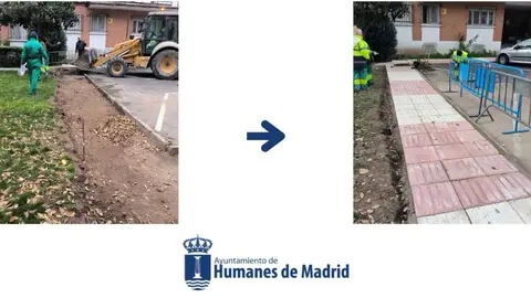 Imagen de la transformaci&oacute;n de las aceras de Humanes