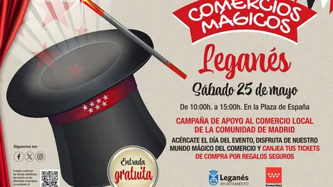 Cartel de los 'Comercios M&aacute;gicos' en Legan&eacute;s