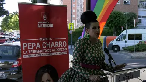 Momento de la presntaci&oacute;n de la Glorieta de la Terremoto de Alcorc&oacute;n