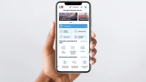 Men&uacute; de inicio de la Aplicaci&oacute;n de la Tarjeta Sanitaria Virtual