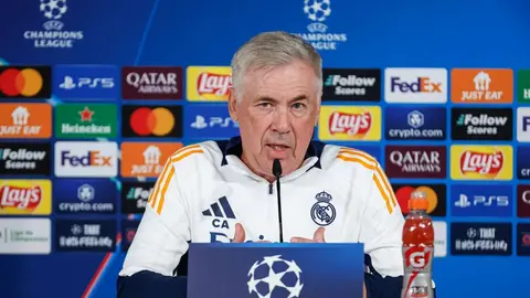 El entrenedor del Real Madrid Carlo Ancelotti, en una reciente rueda de prensa | Imagen: Real Madrid