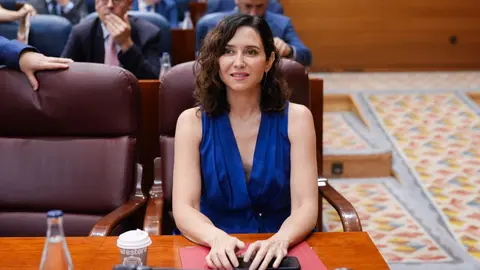 La presidenta de la Comunidad de Madrid en su esca&ntilde;o de la Asamblea regional | CAM