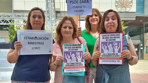 Un grupo de las maestras de escuelas infantiles de Getafe que denuncian su situaci&oacute;n