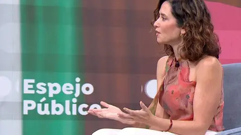 Isabel D&iacute;az Ayuso durante su entrevista en el programa Espejo P&uacute;blico de Antena3 el 10-9-25