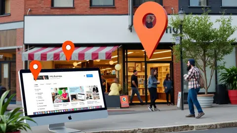 Tienda con se&ntilde;al de ubicaci&oacute;n
