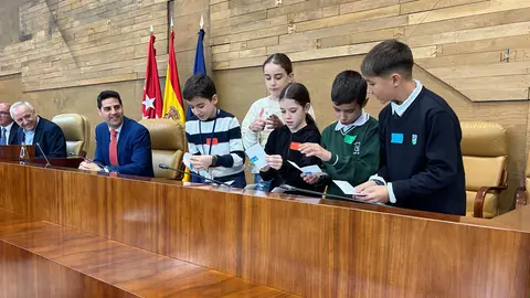 Escolares durante la jornada de 'Diputados por un d&iacute;a' | CAM