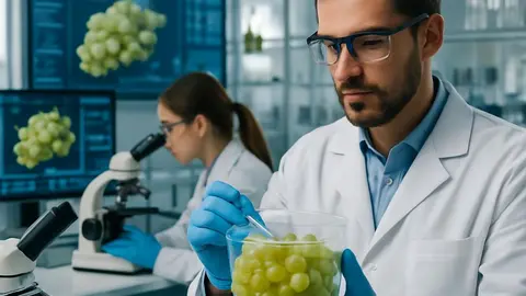 Analizando la conservaci&oacute;n de las uvas en un laboratorio | Imagen: chatbox