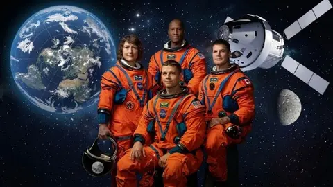 Los cuatro tripulantes de la misión Artemis II &bull; IMAGEN de TC Televisión