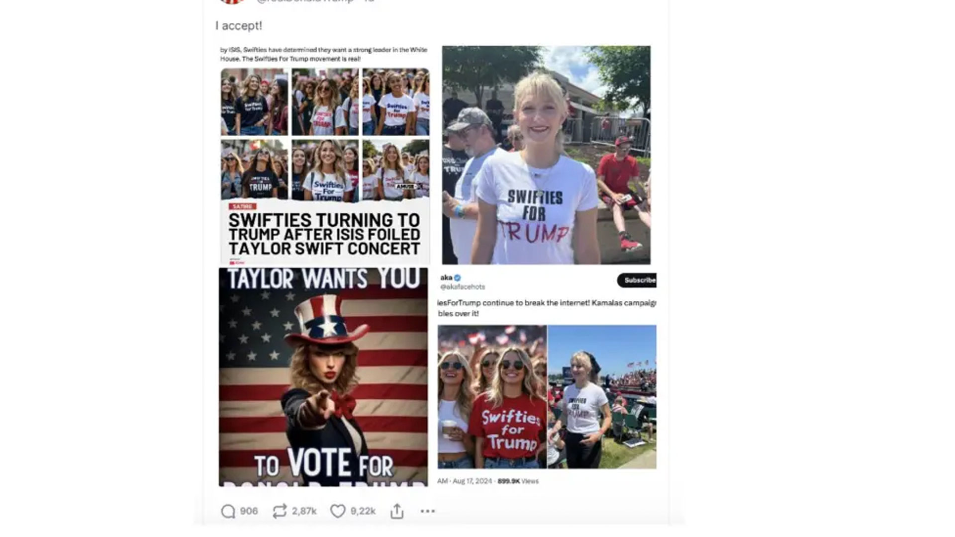 Capturas de los mensajes que publicó Donald Trump en su red social