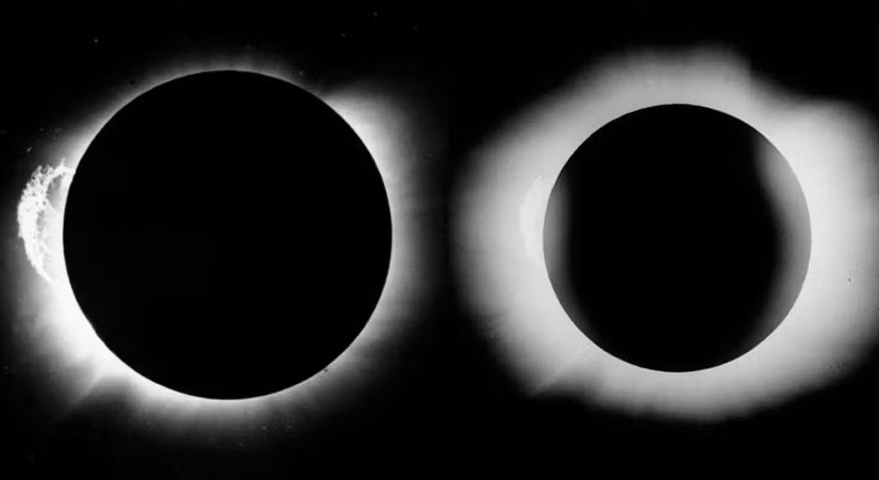 Dos de las fotografías tomadas por Eddington y que sirvieron para validar la teoría de la relatividad general de Albert Einstein.