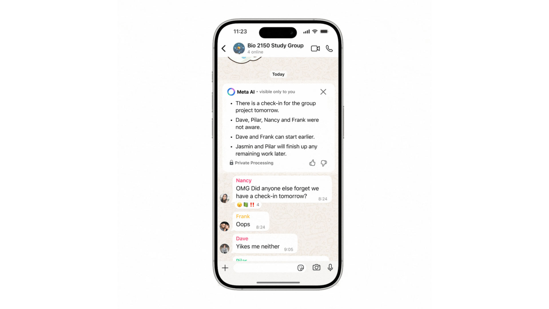 Esta función resume lo principal del chat sin leer | META